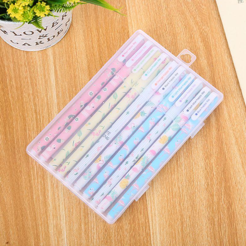 1 коробка / 10 штук красочных цветных гелевых ручек с изображением животных, звезд, звезд, маркеров для текста, цветочных канцелярских принадлежностей для офиса и школы, подарок с коробкой