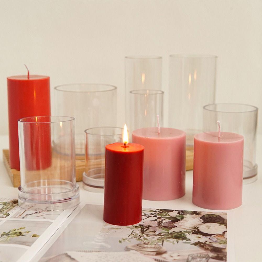 Supplies Party Clay Tools Clear Plastic Cylindrical Candle Mould Cake Decoration Church Soap Molds
