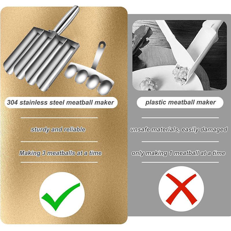 2/4 Фрикадельки с режущей лопаткой Многофункциональная ложка для фрикаделек из нержавеющей стали Ручные кухонные инструменты для приготовления фрикаделек