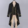 Halloween Medieval Vintage Tailcoat Gothic Punk Long Coat With Gold Trim Weddings Events