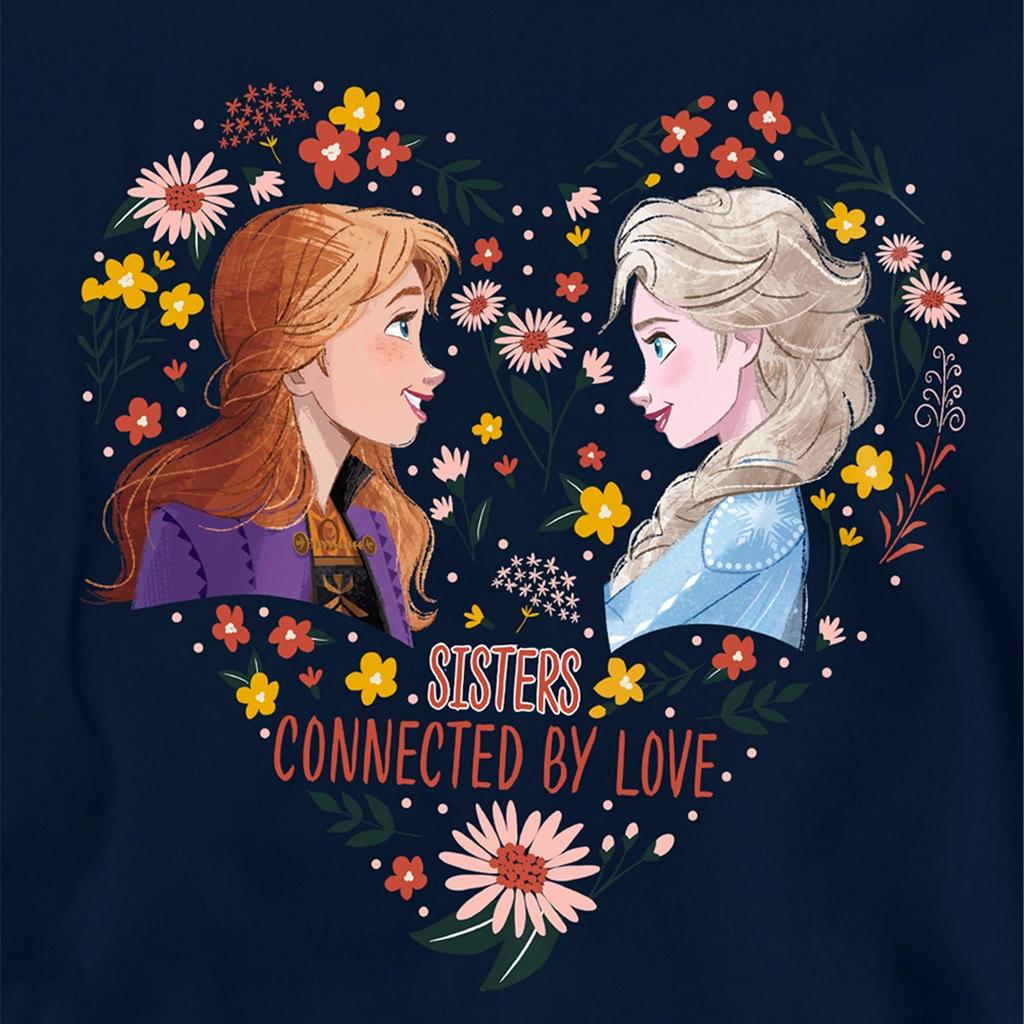 Frozen Childrens/Kids Sisters Connected By Love Elsa & Anna Valentine`s Day Pullover Hoodie