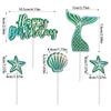 Mermaid Cupcake Toppers Glitter Seahorse Starfish Mermaid Tail happy birthday cake Picks Under the Sea girl Birthday Party decor