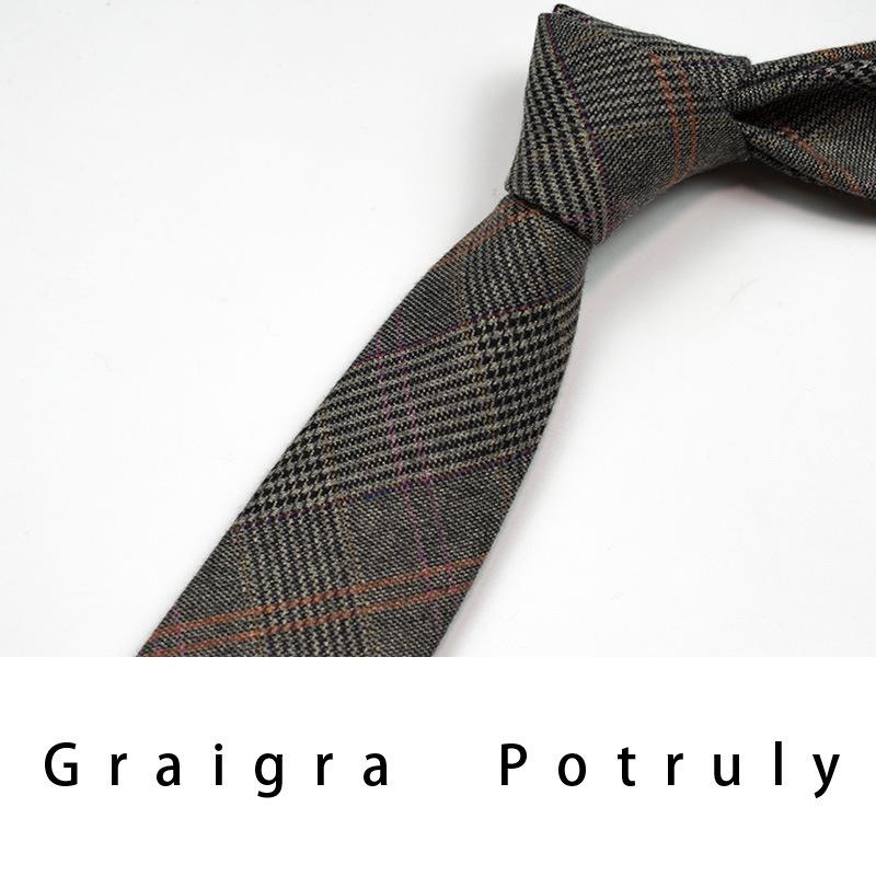 Qiandongge Suit And Tie Men'S Striped 8Cm Casual Tie Coffee Gray Dark Green Retro Work Plaid