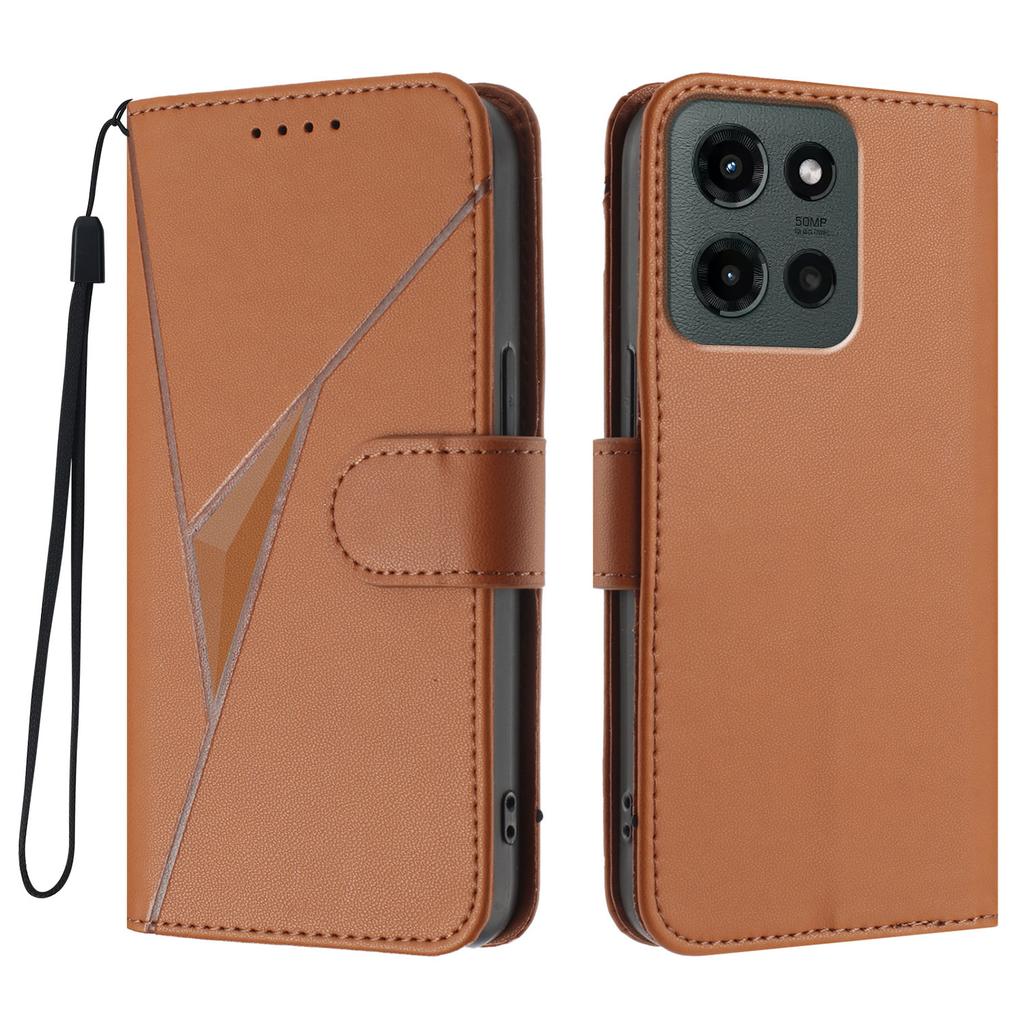 For Motorola Moto G Stylus 5G (2025) Case Triangle Imprint Leather Phone Cover with Lanyard