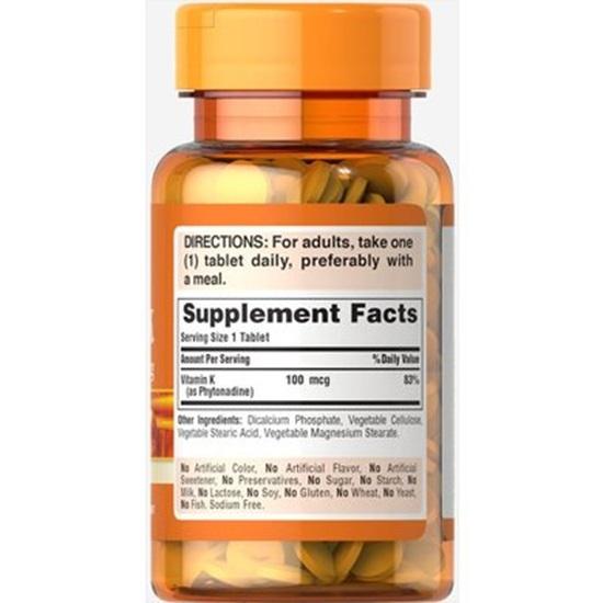 Puritan's Pride Витамин К, 100 мкг, 100 таб.