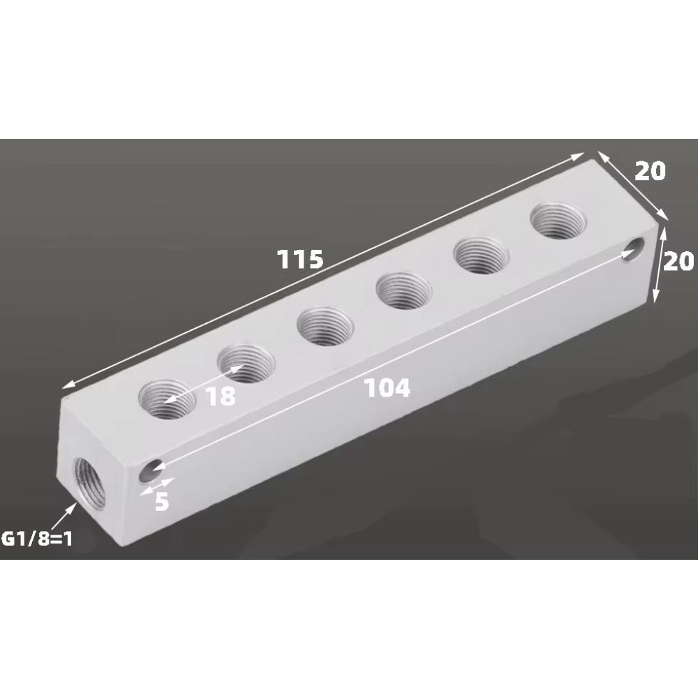 1/8" 1/4" 1/2" BSP Внутренняя резьба 2 3 4 5 6-ходовой 4-8 портов Сплошной алюминиевый коллекторный блок-распределитель Пневматический фитинг Компрессор воздуха