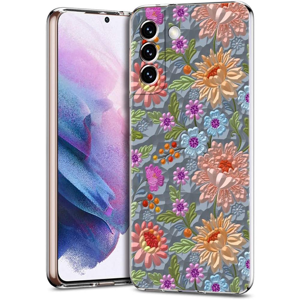 Прозрачный чехол-бампер для Samsung Galaxy S25 S24 S23 S22 S20 S21 FE Ultra S24 S23 S10 S10E Plus Абстрактный цветочный узор