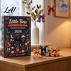 Christmas Gift for Family 24Pcs Advent 2D Flat Retro Calendar with Acrylic Bow Ornaments Decorative