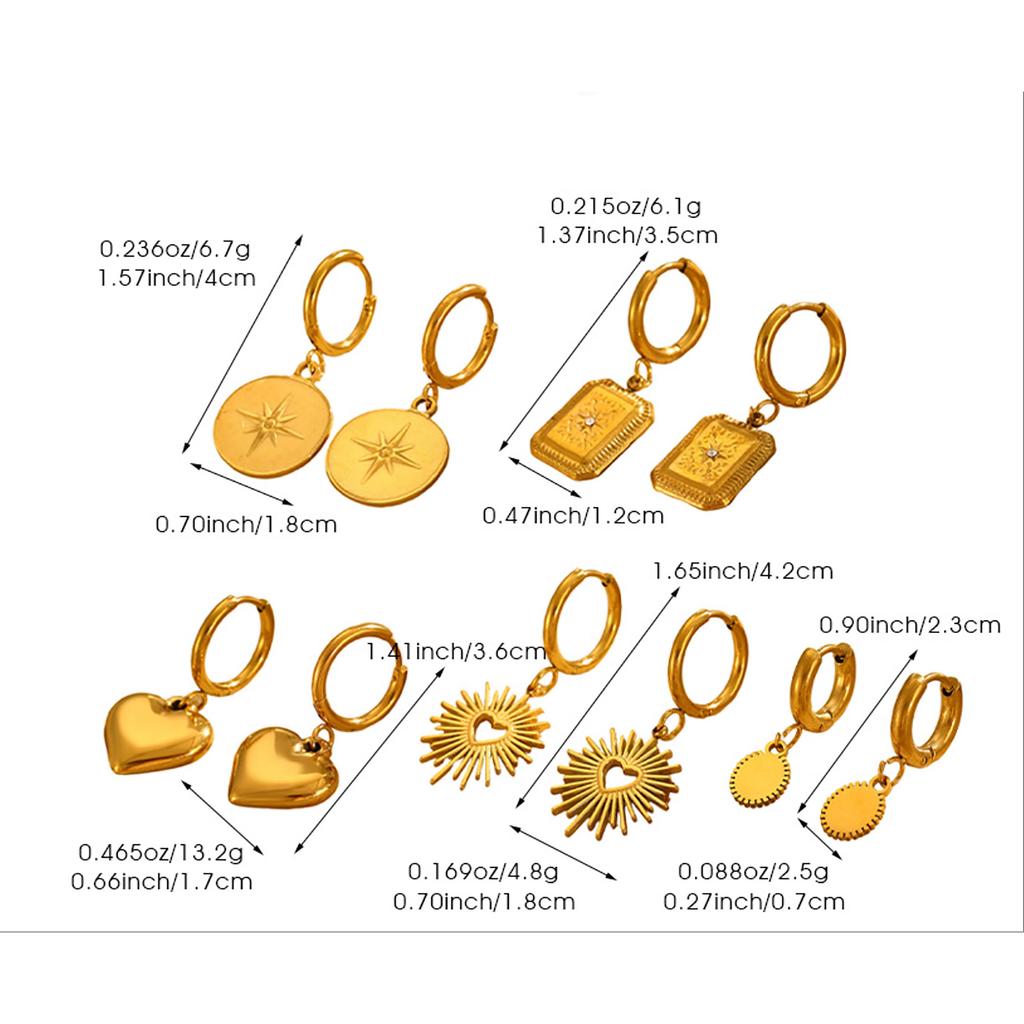 Изысканная Мода Универсальные Минималистичные Геометрические Серьги-Подвески Овальной Формы в Виде Сердца из Нержавеющей Стали для Женщин