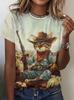 Funny Animal Printed Women T Shirts Short Sleeved Tees TopsPrint O-Neck Shirt Summer Casual