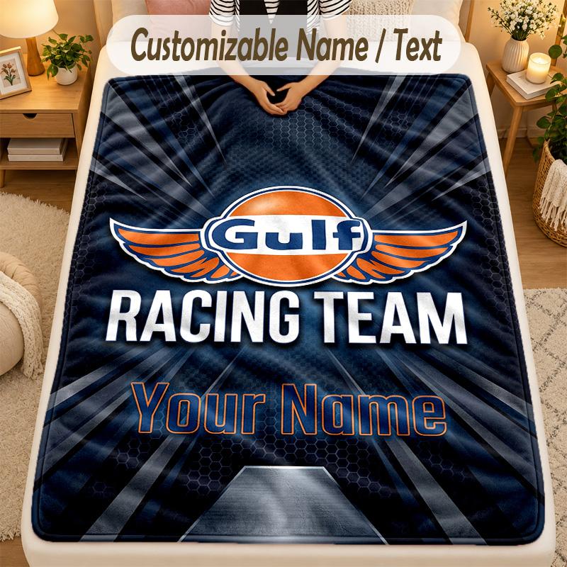 Flannel BlanketGulf Custom Name Text Personalized Soft Warm Throw Blanket Home Decor Gift