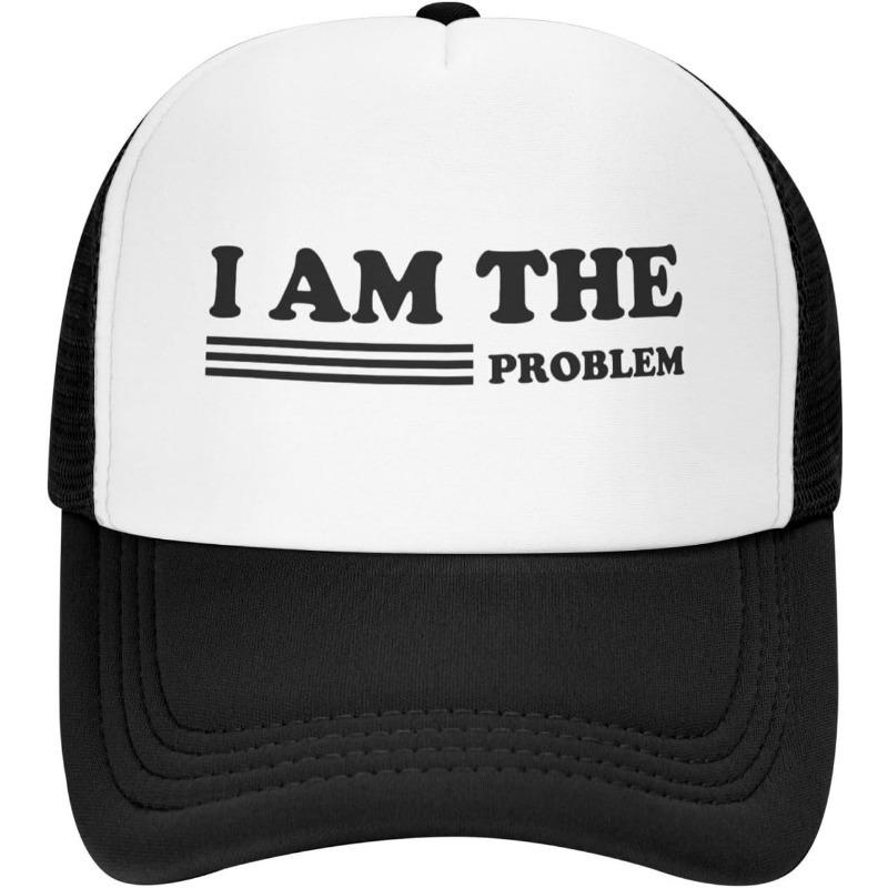 pc Adjustable Trucker Hat with I AM THE PROBLEM Print Funny Foam Fishing Cap for Unisex and Women Black