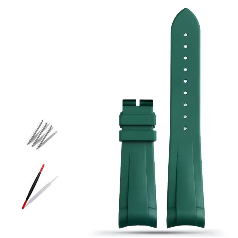 Изогнутый Резиновый Ремешок для Часов Tudor Rudder Biwan Бронзовый Маленький Медный Цветок Красный Цветок Ремешок 22 мм Водонепроницаемый Ремешок для Часов