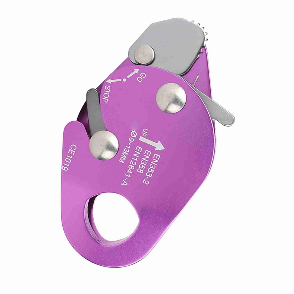 Самоблокирующееся стопорное спусковое устройство для 9-13 мм веревочного зажима Grab Rescue Rappel Ring Climbing Climbing Gear Purple