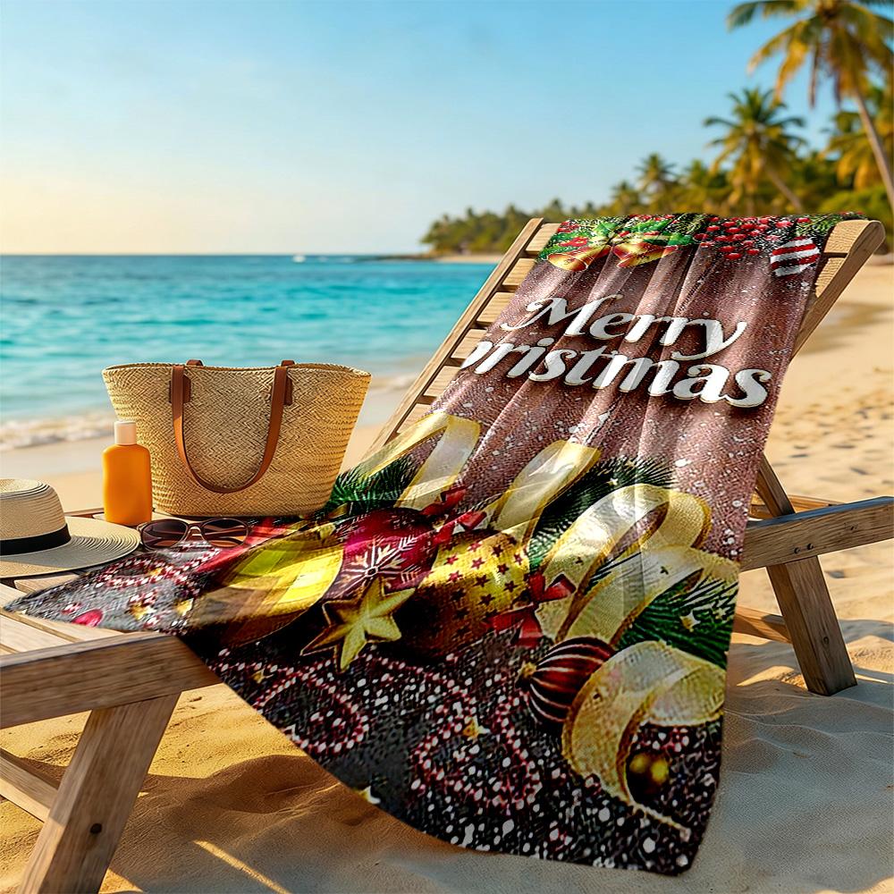 Christmas Beach Towel Quick-Dry Soft Microfiber Comfortable Lightweight