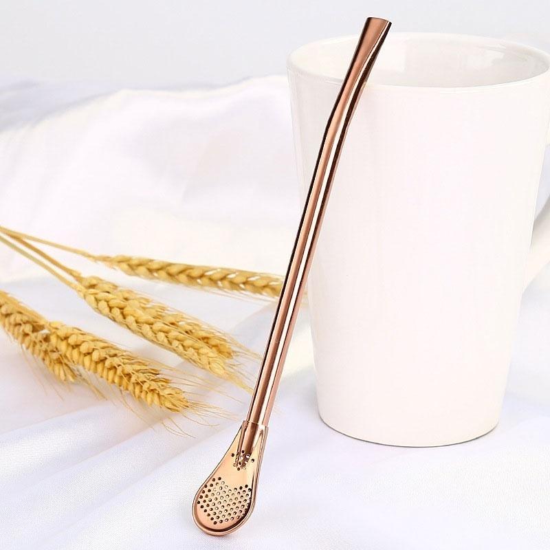 2 в 1 трубочка для питья и перемешиваются ложка из нержавеющей стали