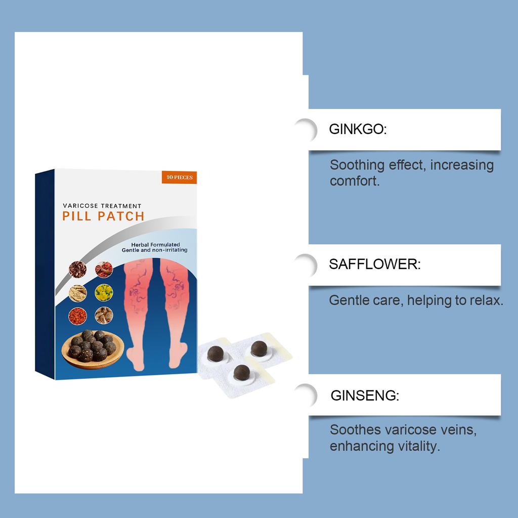 Varicose Vein Patch Vasculitis Phlebitis Vascular Swelling Best Teatment Ointment Skin Care Patch 10 Pieces