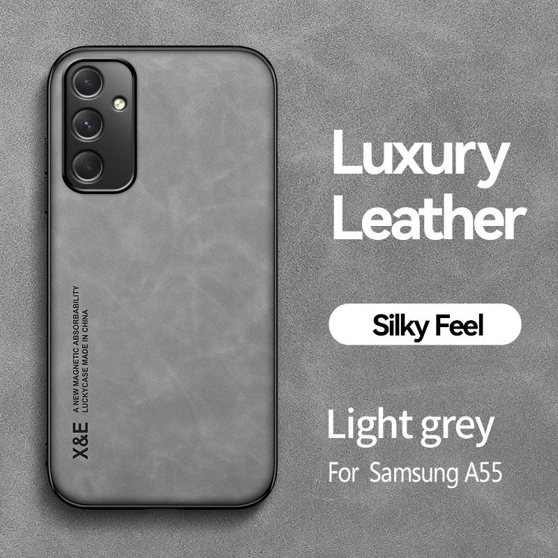 Funda для Samsung Galaxy A55 чехол кожаный автомобильный магнитный держатель чехол для телефона для Sumsung A55 A 55 GalaxyA55 5G мягкий силиконовый чехол