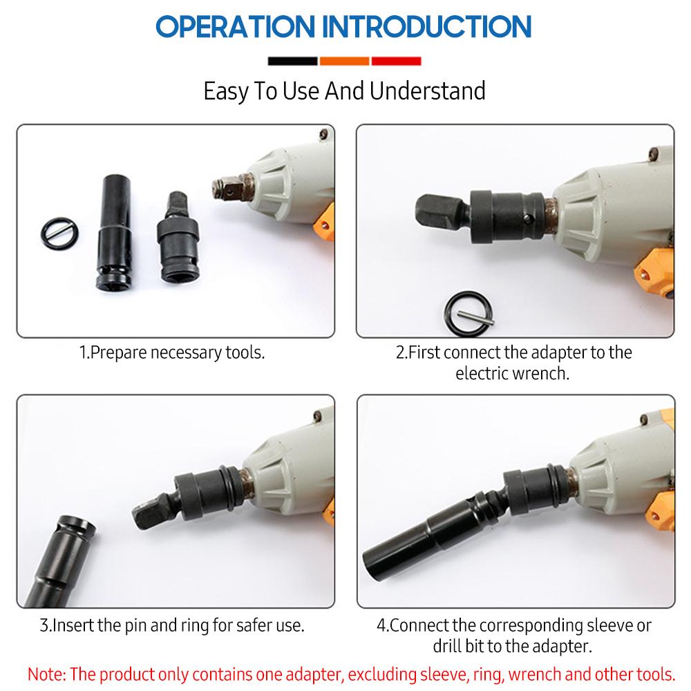 Адаптер для электрического гаечного ключа Адаптер из углеродистой стали 1/2 дюйма Переходник с втулкой 90 градусов для храпового механизма