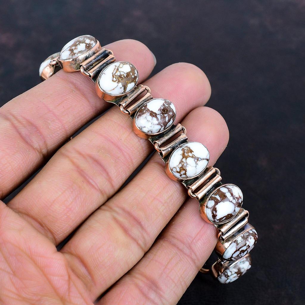 Браслет из магнезита дикого коня, медный браслет, украшения из натуральных камней, браслет с регулируемой цепочкой, медные украшения, браслет ручной работы для подарков