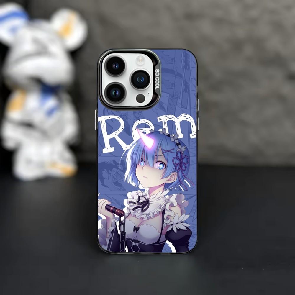 Мультяшный чехол для телефона R-Rem Re Z-Zero для iPhone 16,15,14,13,12,11,Mini,Pro,MAX Черный Матовый Ударопрочный