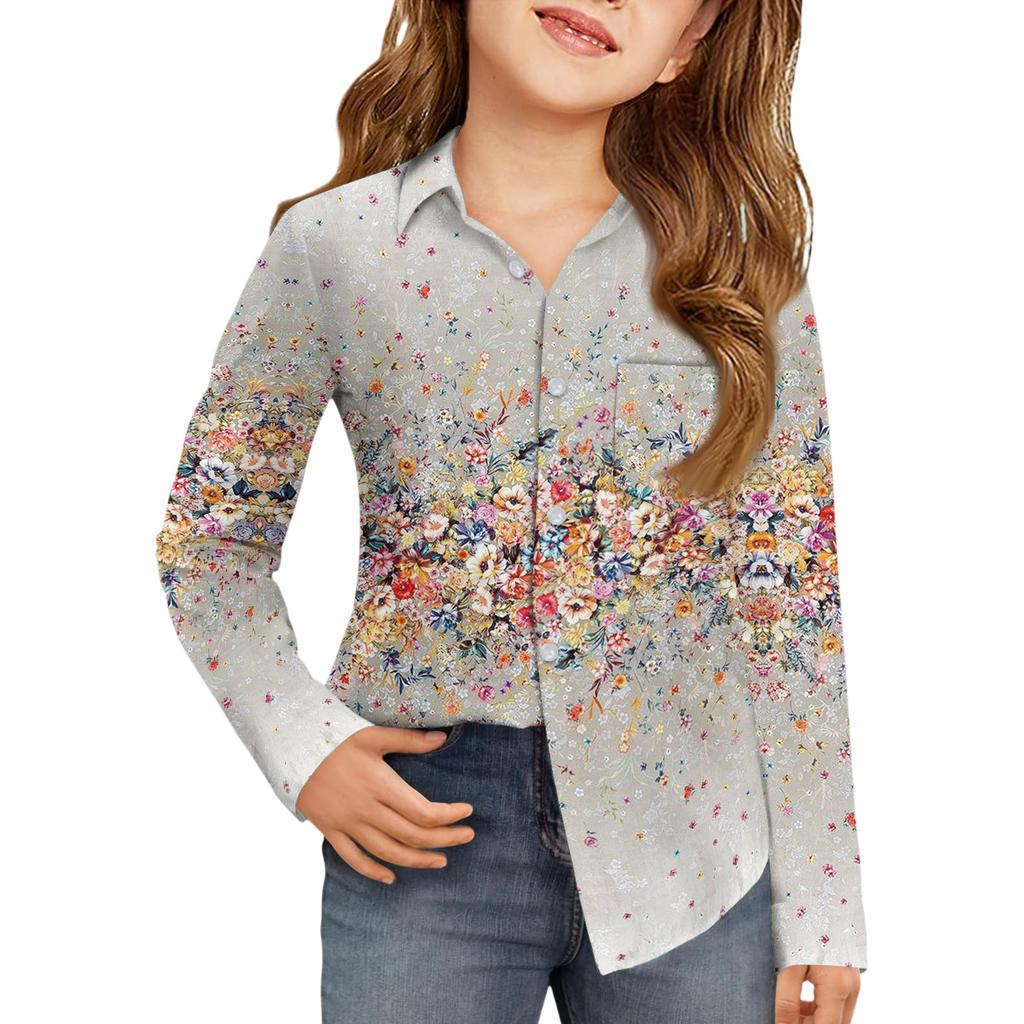 Girls' Button-Down Shirt - Long Sleeve Dress Blouse