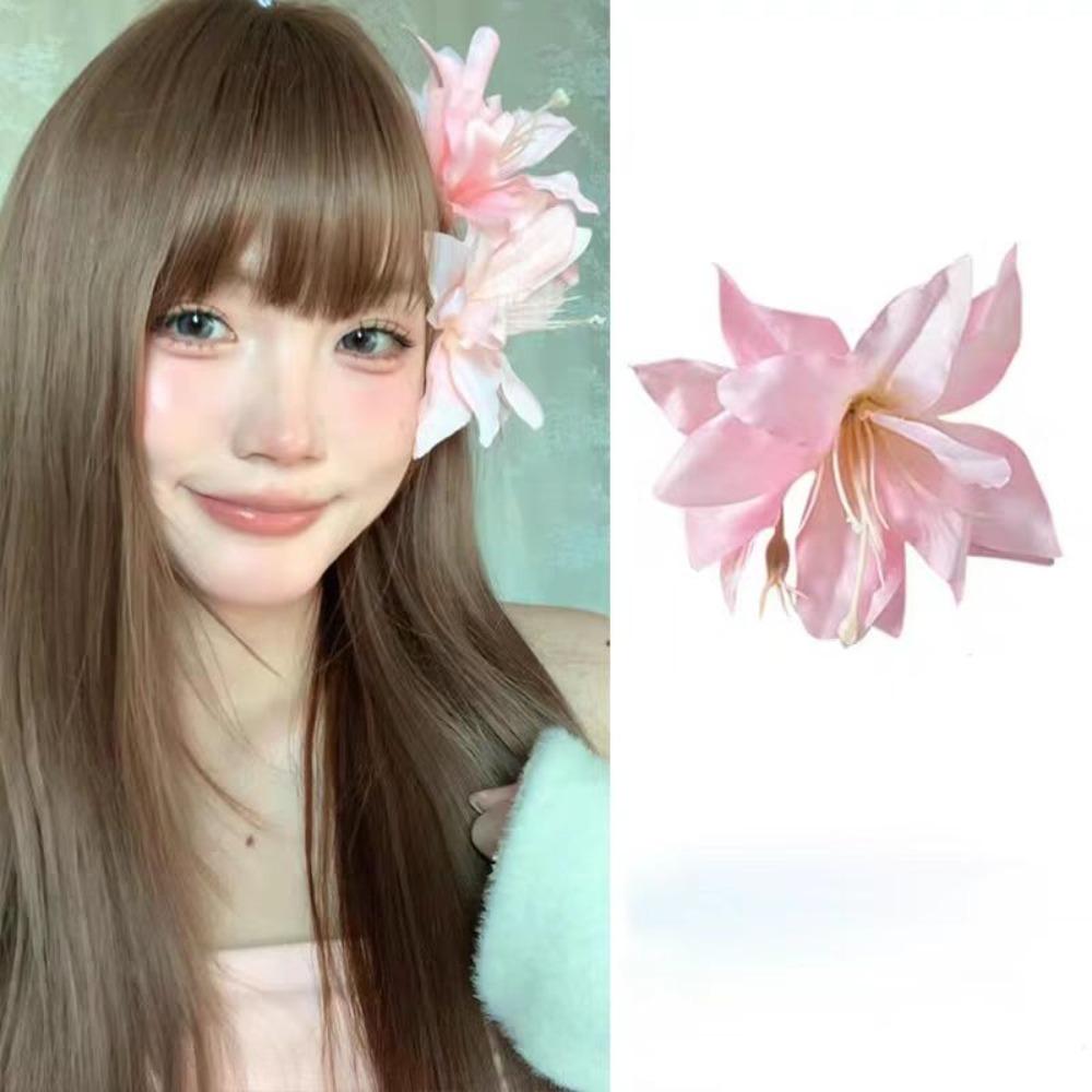 Sweet Lily Flower Hair Clip Side Clip Styling Headwear Elegent Duckbill Clip Women