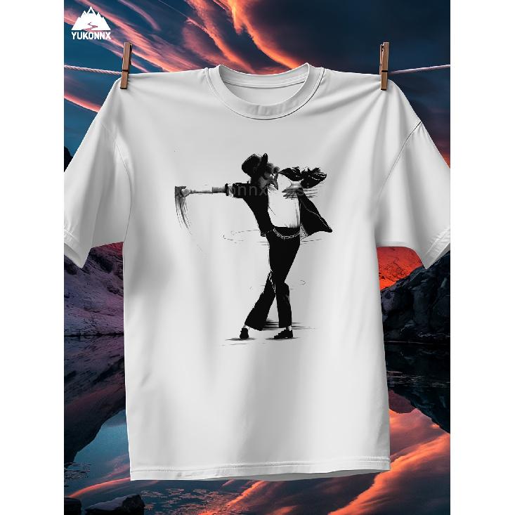 Men'S Retro Dance Pose Graphic T-Shirt - 100% Soft Breathable Round Neck Casual Tee with Iconic Black And White Pop Star Print - Birthday Gift for