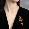 Happy Events Keep Coming. Magpie Persimmon Brooch, Classical Cheongsam Fixed Pin, High-end Corsage Accessory