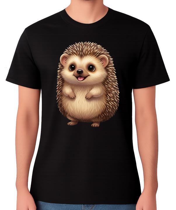 Cute Smiling Hedgehog Cartoon T-Shirt Animal Lover Gift Unisex Tee