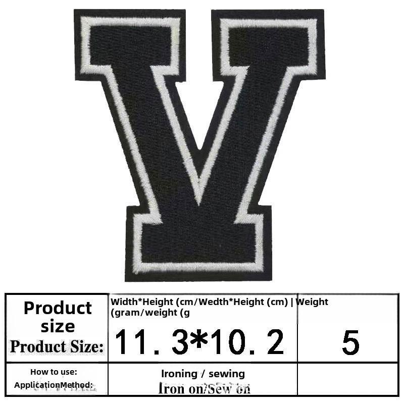 Полная вышивка алфавита и цифр на тканевой нашивке - большой значок из джерси