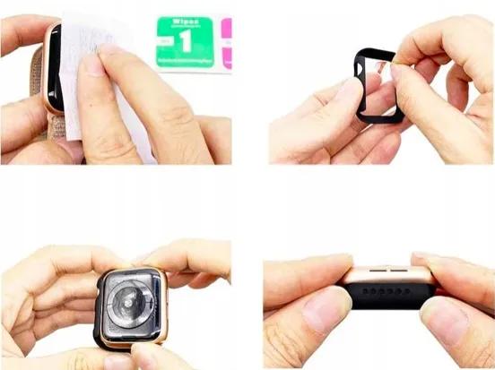 Case Glass For Apple Watch 4/5/6/7/Se 44mm 2in1 Case Strong