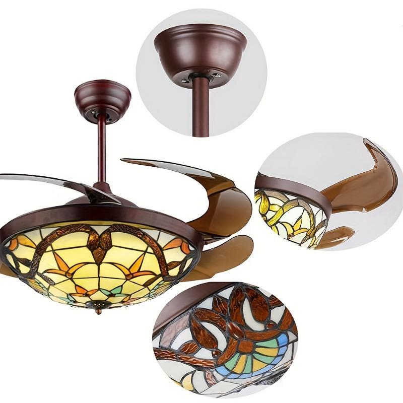 42-дюймовый выдвижной потолочный вентилятор с лампой и пультом дистанционного управления, двухсторонняя люстра