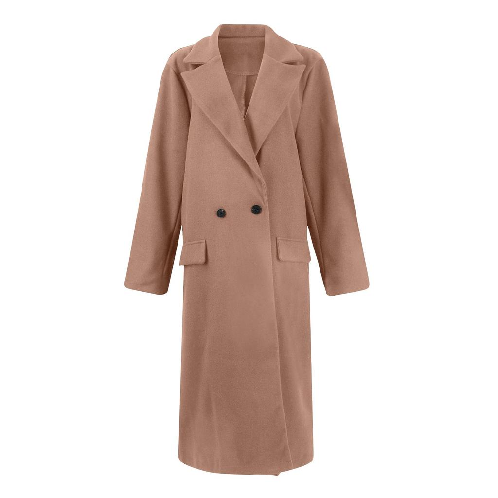 Женское шерстяное однотонное пальто повседневное однобортное пальто с заостренными лацканами
