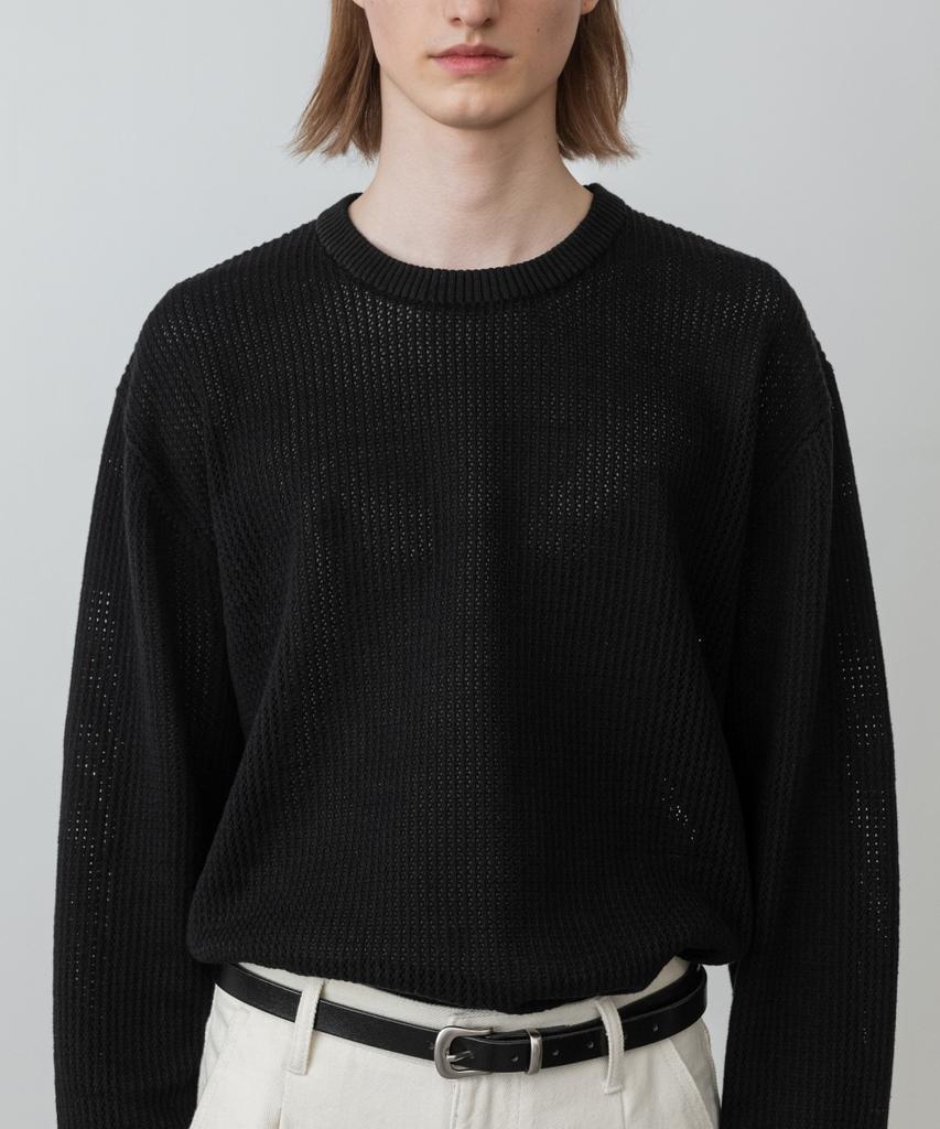 MINAV Strong Cotton Punched Round Knit [Black]