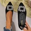 Fashion 2024 Fashion Women's Shoes Plus Size Women's Flats Hot Sale Crystal Daily Flats Women Sexy Pointed Toe Shallow Flat Low Heels
