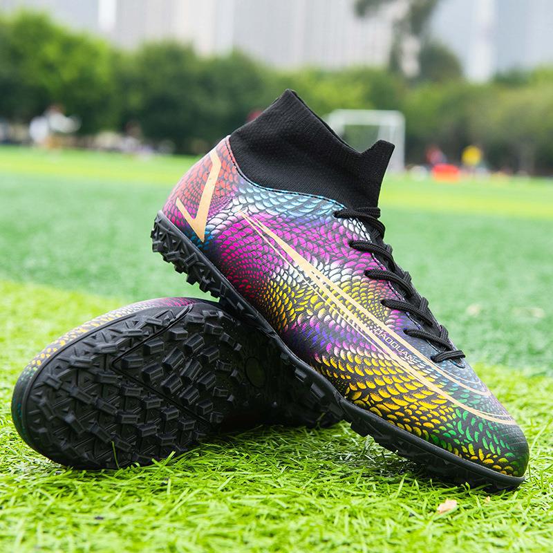 Белые футбольные бутсы с высоким верхом Ag длинные шипы Tf сломанные шипы Студенты мужчины и женщины взрослые дети обувь для тренировок на искусственном газоне Кроссовки