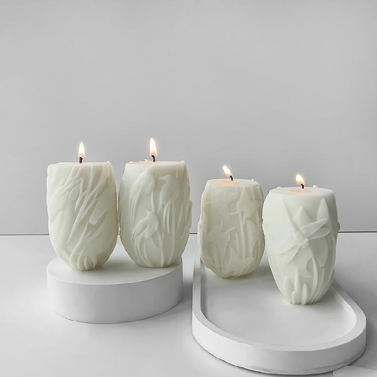 Силиконовые формы для рельефных цилиндрических ароматических свечей, формы для скульптур, практичные силиконовые формы для ароматических свечей
