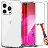 Protective Case - TPU - for iPhone 15 Pro - Shockproof - Transparent - 2 Tempered Glasses