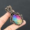 Rainbow Solar Quartz Gemstone Handmade Pure Copper Wire Wrapped Pendant Jewelry For Memorial