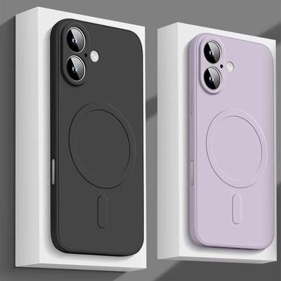 Оригинальный жидкий силиконовый магнитный чехол для iPhone 16 Pro Max 15 14 13 12 Mini 15 Plus 11 для беспроводной зарядки Magsafe, мягкий чехол
