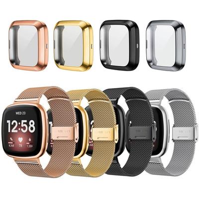 Миланский ремешок для Fitbit versa 4 3 Sense 2, чехол из ТПУ, защитный экран, бампер для металлического браслета для часов Fitbit Sense2