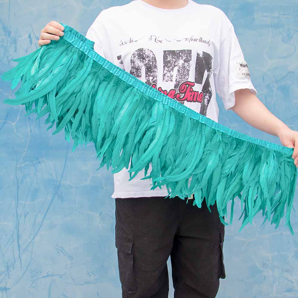 1 метр Натуральная красная петушиная хакл перьевая отделка бахрома 10-12 дюймов Свадебный карнавал украшение для вечеринки DIY одежда для шитья поделки