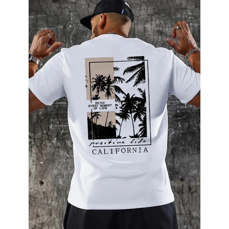 Мужская модная повседневная футболка с принтом CALIFORNIA, Regular fit, короткий рукав, удобная и универсальная, подходит для всех сезонов