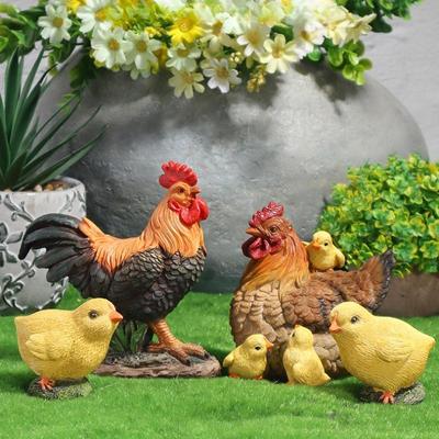 1 шт. Американский деревенский фермерский симуляционный смоляной петух и курица, садовые украшения для двора, лужайки, сада, ландшафтного дизайна