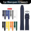 Curved Interface Silicone Strap for Swatch X Blancpain Fifty Fathoms 22mm Men Women Diving Sport Waterproof Rubber Watch Band