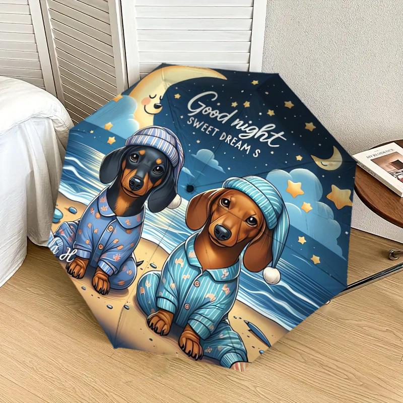 1pc Dachshund Nightwear Umbrella with Plastic Handle,Suitable for All Seasons Home Travel Outdoor UmbrellaDD499