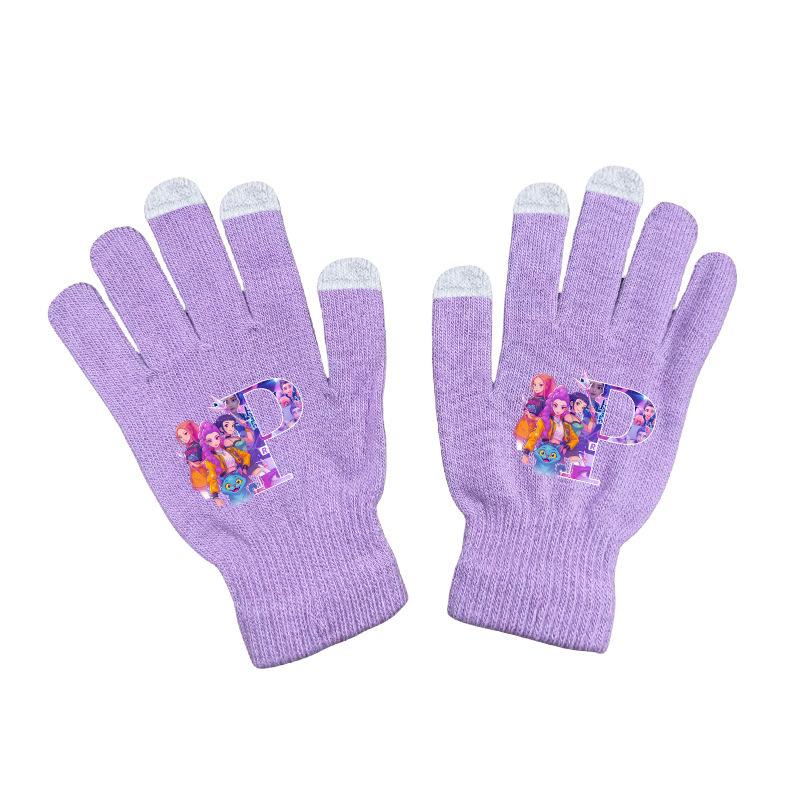 KPOP Охота на ведьм Группа Вязаная Мультяшный Принт Осень и Зима Шапка Уличная Шерстяная Шапка Шерстяная Шапка Перчатки