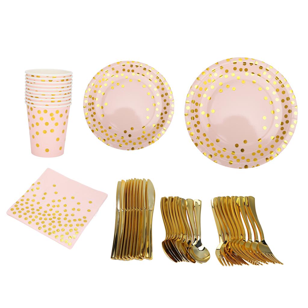 70 шт. Праздничные бумажные тарелки из материалов пищевого класса, простые в использовании, экономят время, элегантный золотой одноразовый набор столовой посуды для