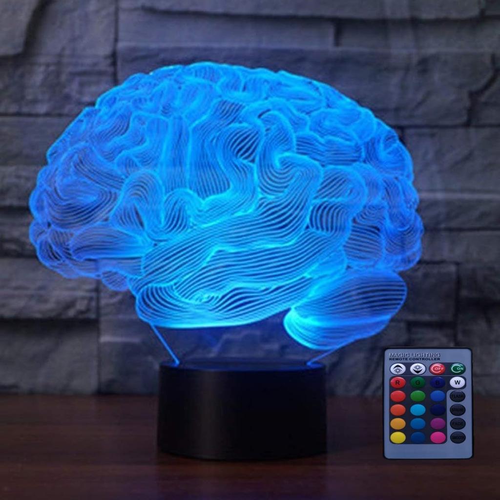 Creative 3D Brain Night Light 16 Colors Changing USB Power Remote Control Touch Switch Decor Lamp Optical Illusion Lamp LED Table Desk Lamp
